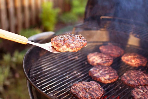 Burger patties on a grill